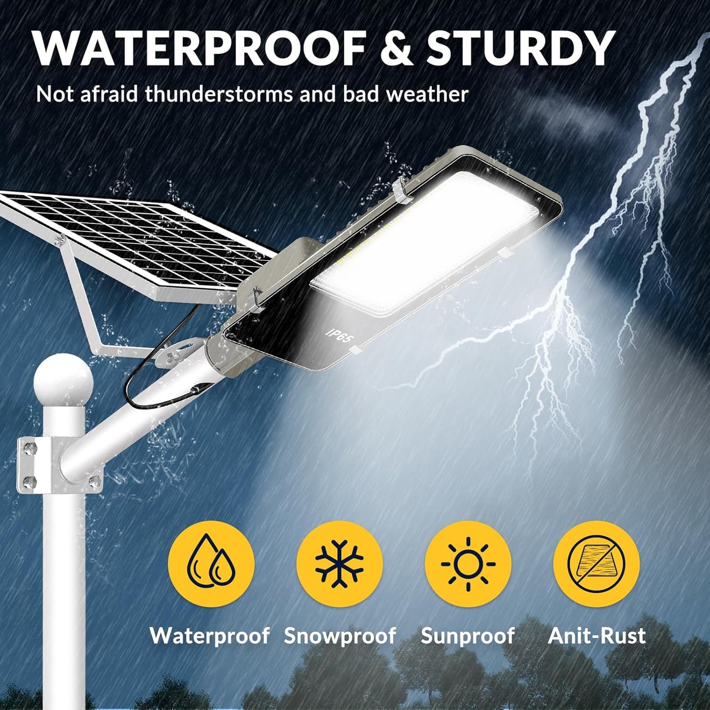 Solar-Powered IP65 Waterproof Outdoor Courtyard Light with Remote Control Super Bright LED Household Lamp for Street Lighting