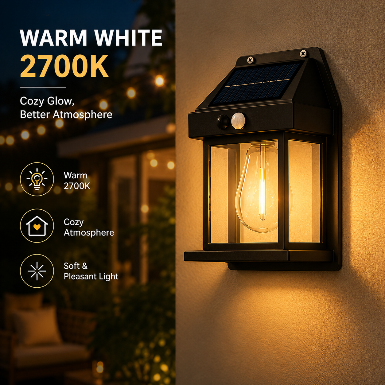 4pcs Solar Motion Sensor Wall Lights Outdoor Waterproof LED Garden Fence Patio Porch Balcony Warm White Security Lighting