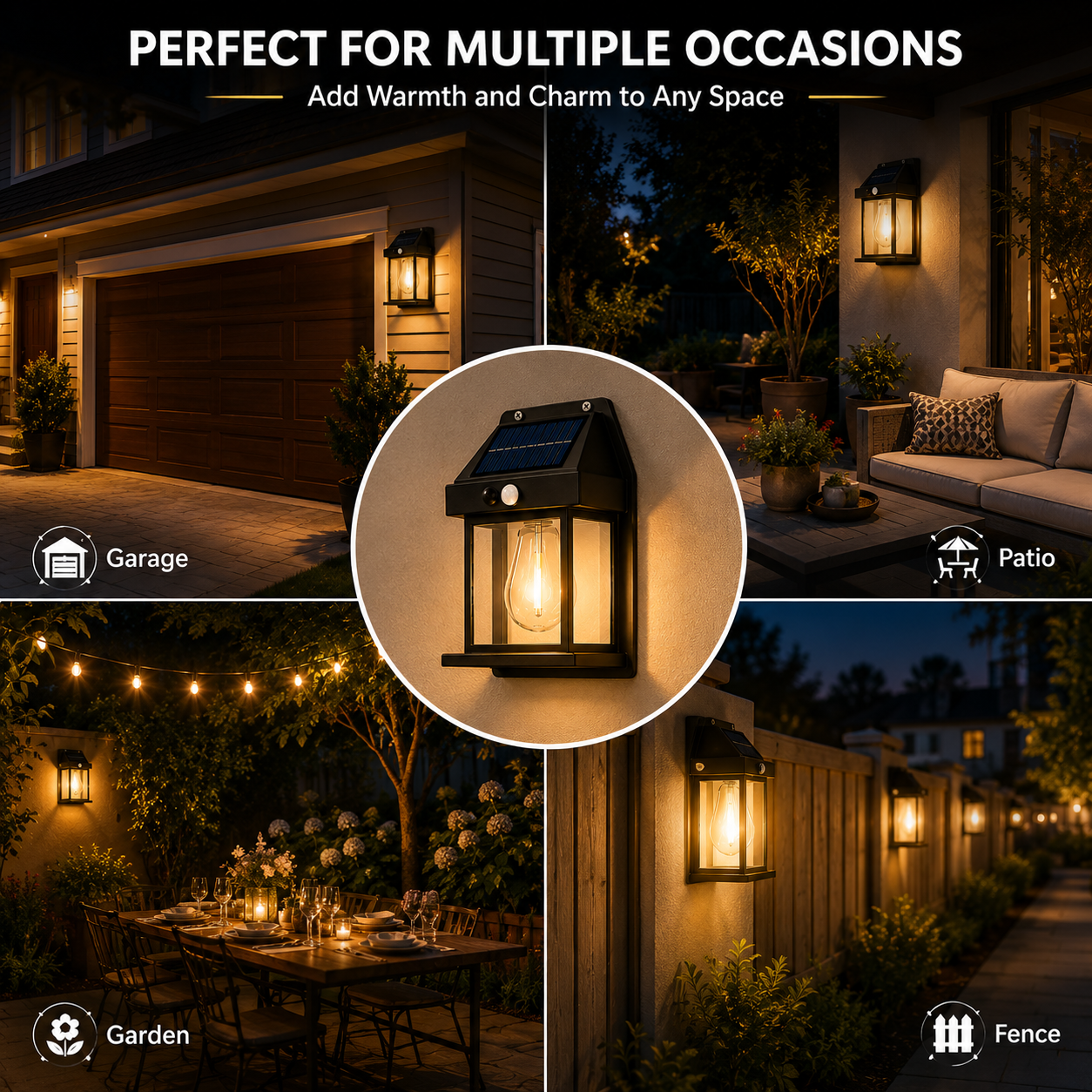 4pcs Solar Motion Sensor Wall Lights Outdoor Waterproof LED Garden Fence Patio Porch Balcony Warm White Security Lighting