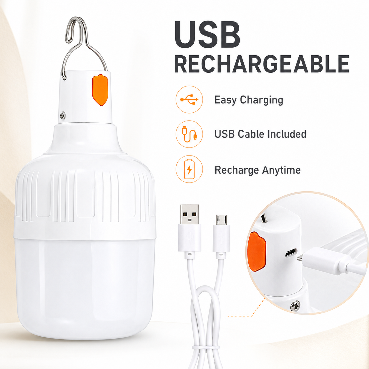 8W Outdoor USB Rechargeable LED Lamp Bulbs High Brightness Emergency Light Hook Up Camping Fishing Portable Lantern Night Lights