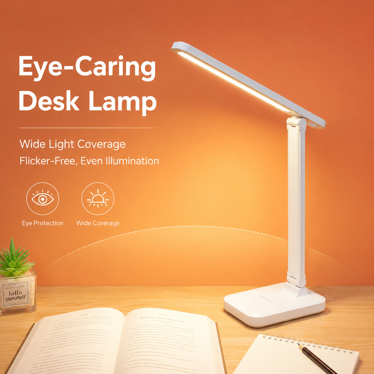 LED Desk Lamp 3 Levels Dimmable Touch Night Light USB 5v Eye Protection Foldable Table Lamp for Bedroom Bedside Desk