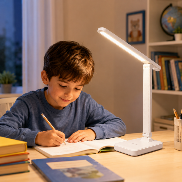 3-Level Dimmable LED Desk Lamp with Touch Control, Eye-Caring Light & Foldable Design