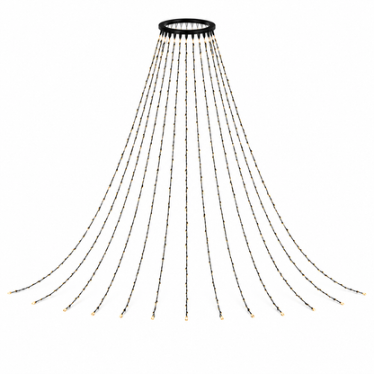 24V-31V LED Christmas Tree Waterfall Lights with Top Ring, 8 Modes Hanging String Lights for Holiday Indoor Outdoor Decoration