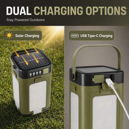 Solar Camping Lantern with 6 Lighting Modes & Fold-Out Panels