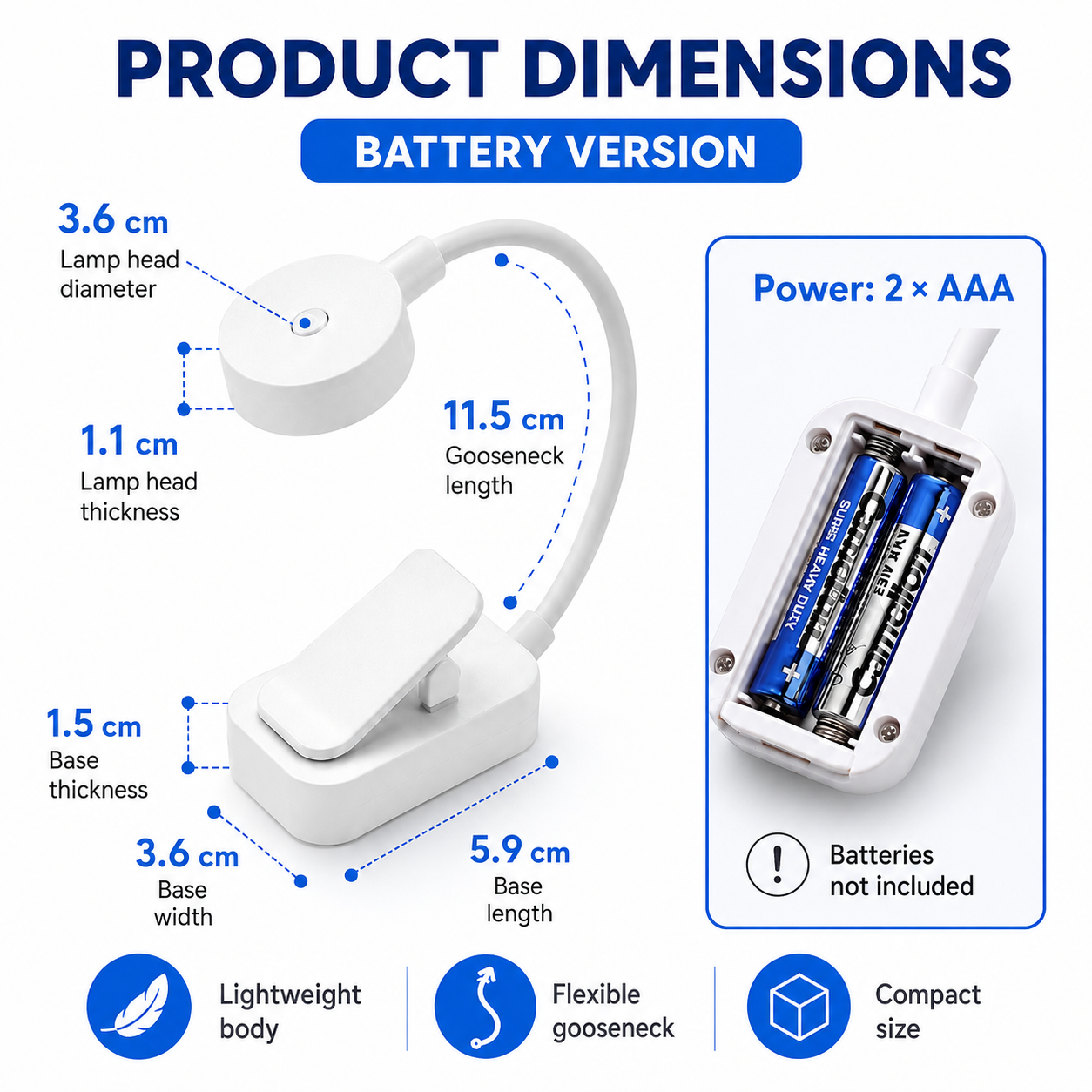 Mini LED Clip-On Reading Light 3 Color Modes Battery Powered Book Light for Bed Reading Study Travel