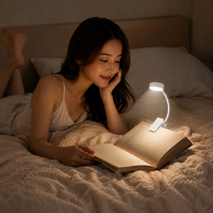 Mini LED Clip-On Reading Light 3 Color Modes Battery Powered Book Light for Bed Reading Study Travel