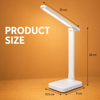 3-Level Dimmable LED Desk Lamp with Touch Control, Eye-Caring Light & Foldable Design