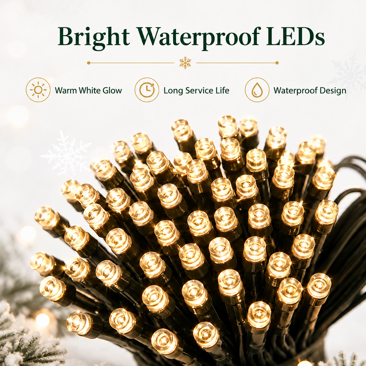 24V-31V LED Christmas Tree Waterfall Lights with Top Ring, 8 Modes Hanging String Lights for Holiday Indoor Outdoor Decoration