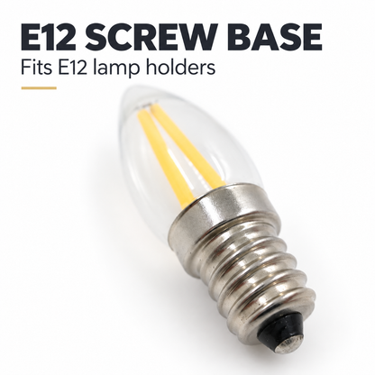 E12 LED Filament Bulb COB Glass Candle Light Vintage Lamp for Chandelier Candelabra