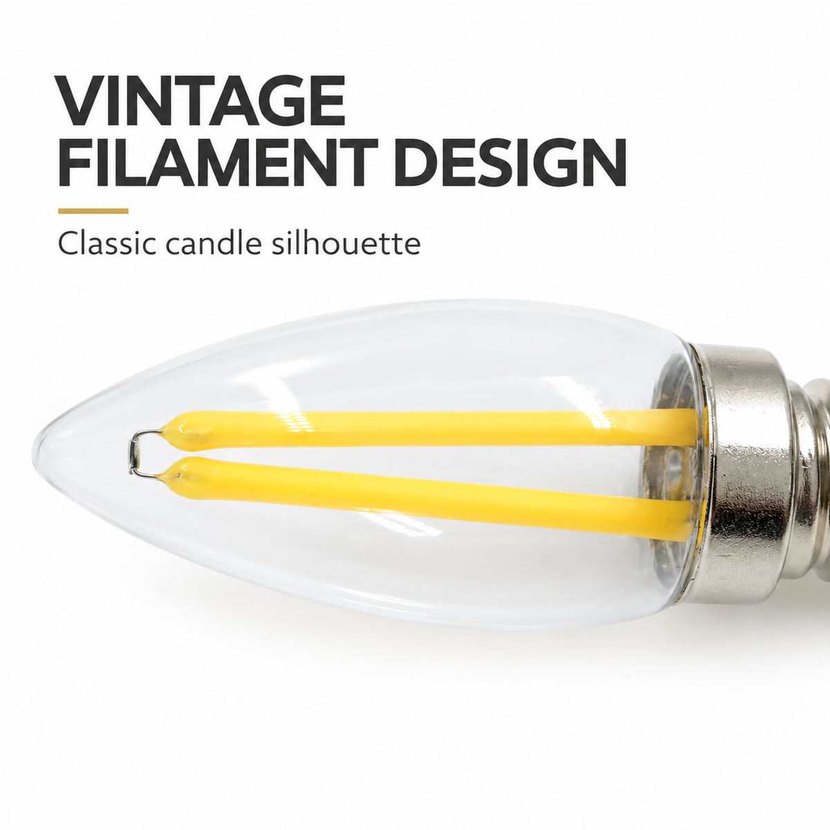 E12 LED Filament Bulb COB Glass Candle Light Vintage Lamp for Chandelier Candelabra