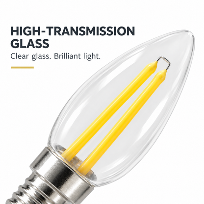 E12 LED Filament Bulb COB Glass Candle Light Vintage Lamp for Chandelier Candelabra