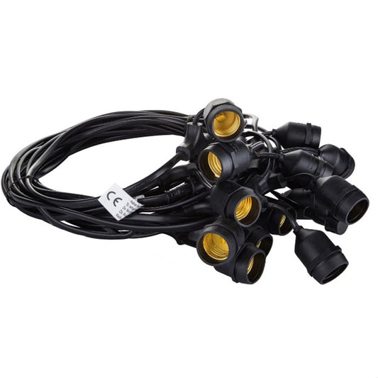 Black string cable with multiple sockets designed for copper wire string lights by Ningbo Fuaisi Electric Appliance
