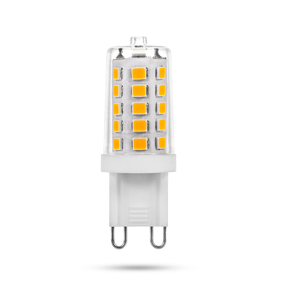 Dimmbale G9 led bulb with multiple yellow LED chips in clear casing by Ningbo Foroureyes Electric