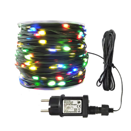 Festoon String Lights in a coil with multi-colored bulbs for outdoor ambiance and celebrations