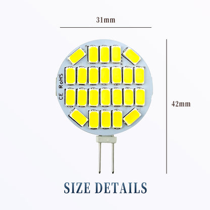 G4 LED Bulb for Range Hood with 31mm width and 42mm height showing yellow LED chips