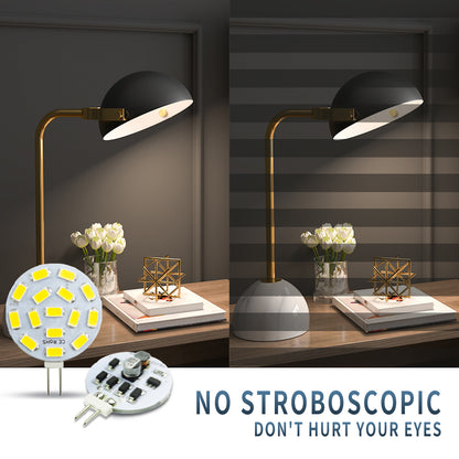 G4 LED Light for Hood with no stroboscopic flicker shown illuminating a desk lamp