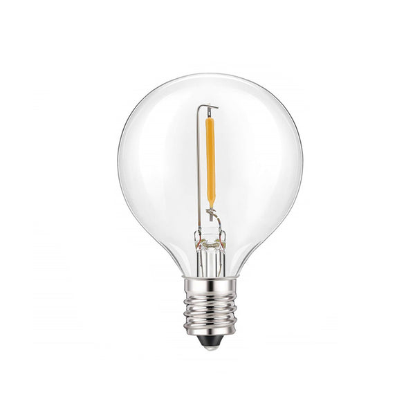 Clear G40 LED Bulb with visible filament and silver base by Ningbo Fuaisi Electric Appliance