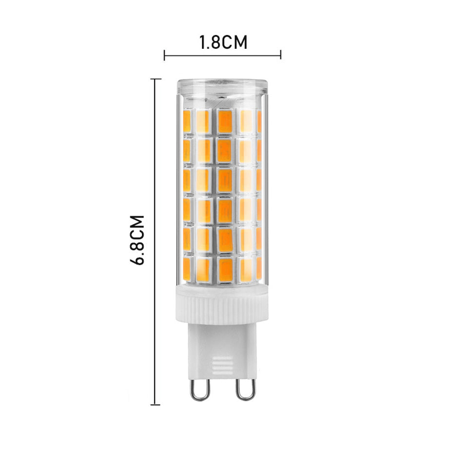 G9 LED Bulb with transparent casing and multiple light chips, compact design for versatile lighting