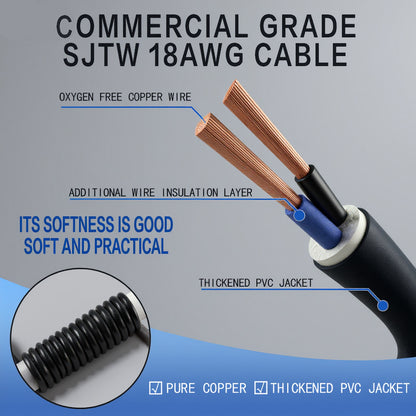 Commercial grade SJTW 18AWG cable for outdoor lighting with pure copper wire and thickened PVC jacket