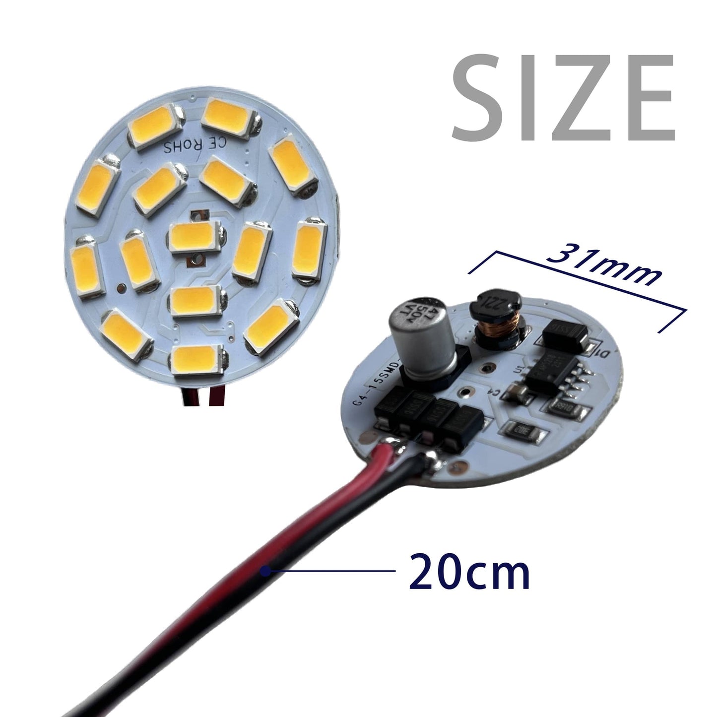 LED Lamp circuit board showing components and dimensions for easy installation and compatibility