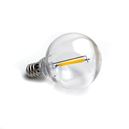 Led Solar Fairy String Lights bulb design shown with a clear glass exterior and visible filament
