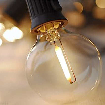 Close-up of a glowing LED bulb for outdoor use, ideal for LED Solar Fairy String Lights