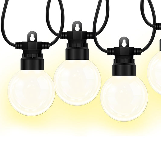 Outdoor string lights with globe bulbs and black fixtures for lights decoration