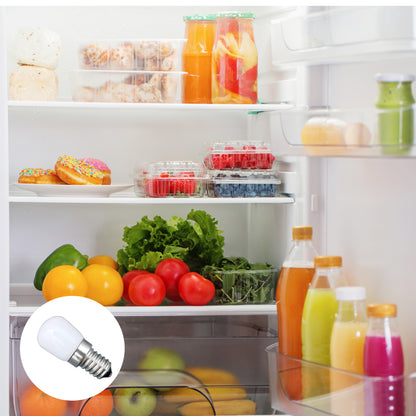 ForoureyesLighting Refrigerator Light Bulb illuminating fresh produce in a well-organized fridge