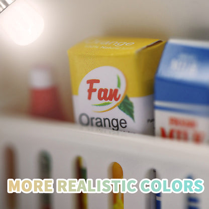 ForoureyesLighting Refrigerator Light Bulb illuminating colorful food containers in a refrigerator