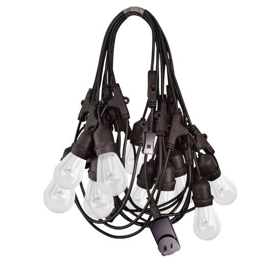 Smart outdoor string lights with multiple bulbs for illuminating patios and gardens