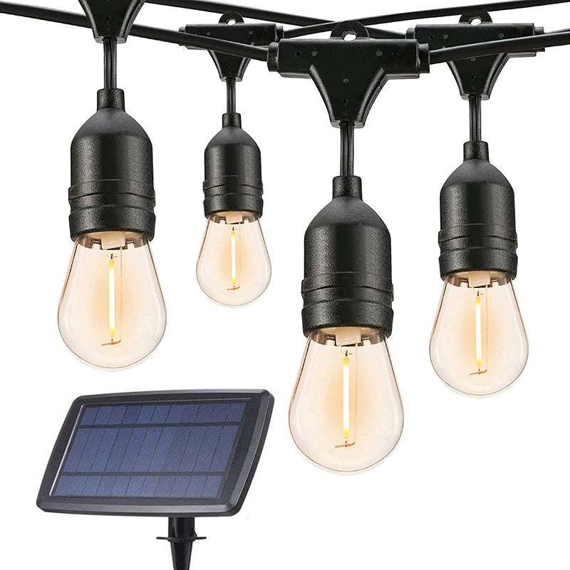 Solar String Lights with Vintage Bulbs and Solar Panel for Outdoor Decor and Ambient Lighting