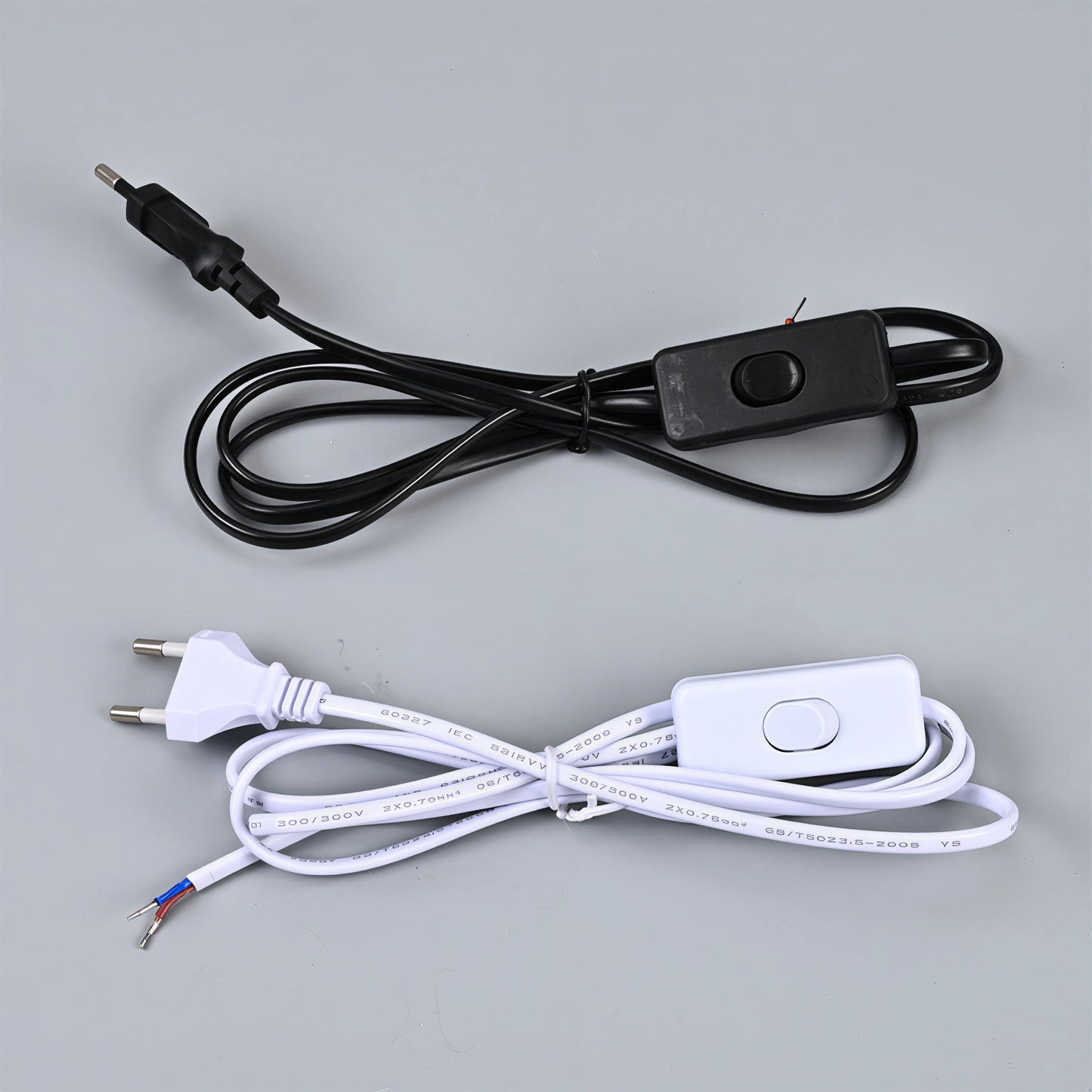 US EU Plug LED Light Switch Power Cable 1.8m with 303 Inline on Off Switch for Desk Lamp E14 E27 Plastic Lamp Holder Black White