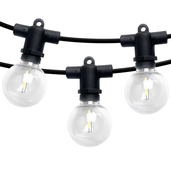 Ningbo Fuaisi 15m LED patio string lights with clear round bulbs and black cable for outdoor lighting
