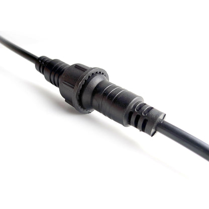 Close-up of black connector for commercial waterproof string lights outdoor lighting by Ningbo Fuaisi